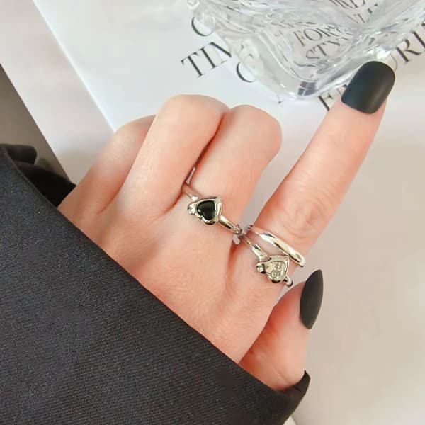 Justerbar ring - Hjertedesign Silver