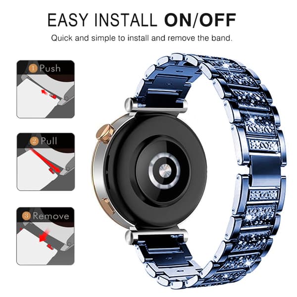 22 mm rustfrit stål urrem til Samsung Huawei Blue