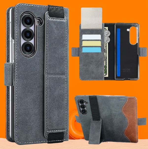 Samsung Galaxy Z Fold-deksel med kortholder og stativ Grey Model 3