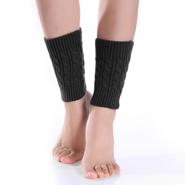 Kabelstrikkede korte benvarmere Black