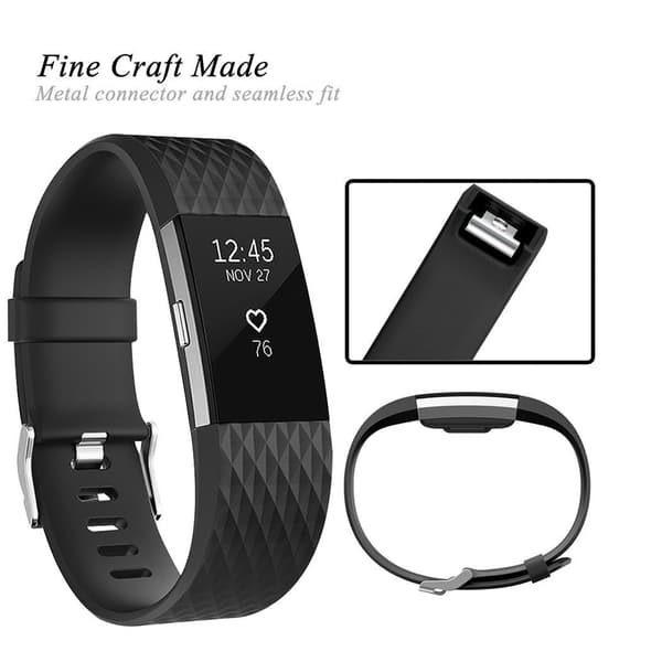 Fitbit Charge 2 ranneke silikoni musta (L)