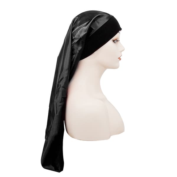 Lång sovmössa i satin Black
