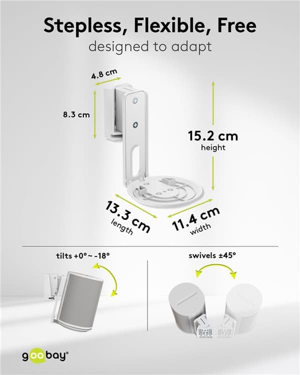 Kaiuttimen seinäteline Modern Era 1 Flex, valkoinen