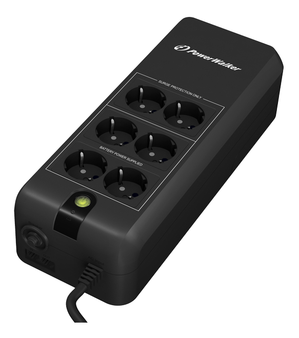 VFD 600 APFC, 6x Schuko outlets, 600VA, 0,50 OPF, black