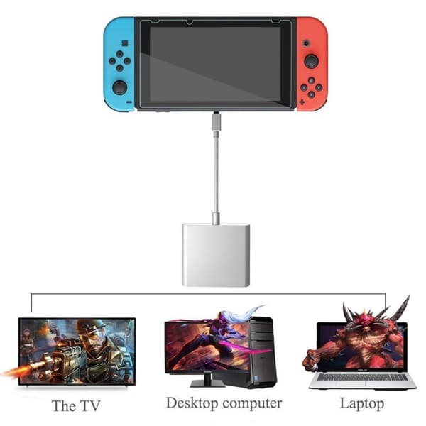 USB-C-moniporttinen sovitin USB- (PD), USB-C-, 4K HDMI -yhteensopiva