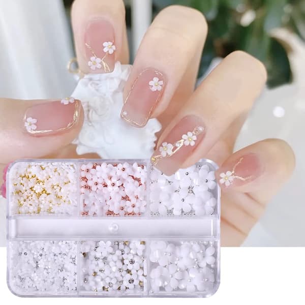 3D kukkakynsitaidekorut White