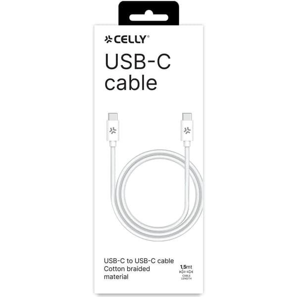 USB-C - USB-C kabel 60W 1,5 m Hvit