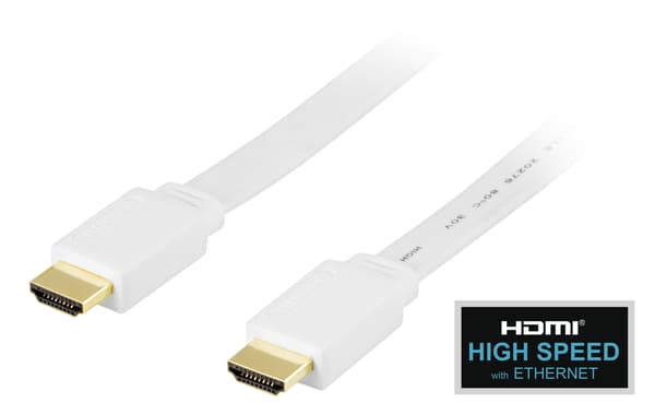 Flat HDMI cable, HDMI High Speed with Ethernet, 0.5m, white