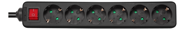 Earthed power strip  power switch 6x CEE 7/3 1x CEE 7/7  5m