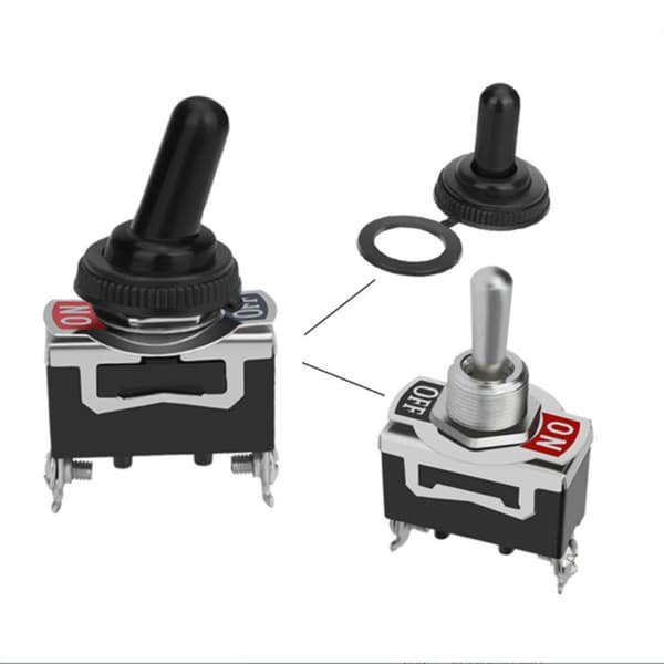 2-trinns vippebryter med vanntett hette (5-pakning) Black