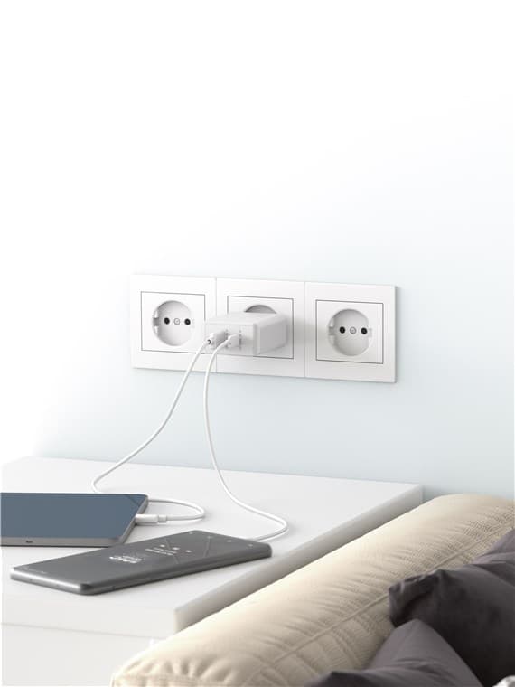 USB-C™ PD dobbel hurtiglader (30W) hvit