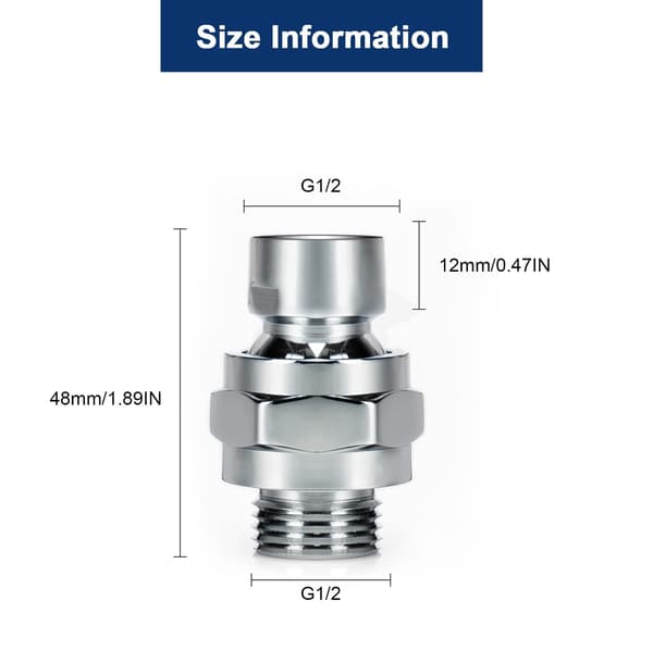 Universell dreieledd-adapter for dusjhode Silver