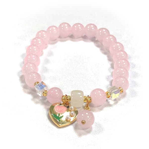 Rosa perler armbånd justerbart hjerte Pink