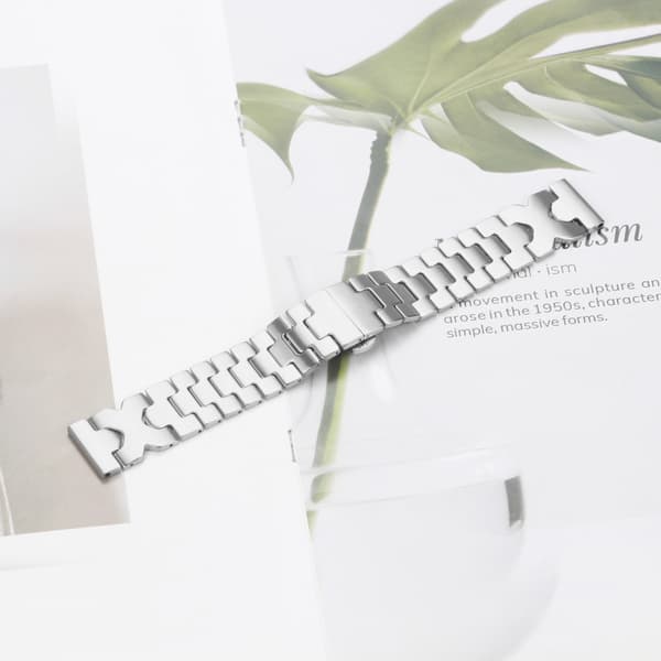 Stilfuld rustfrit stålrem til Fitbit Versa/Lite/Versa 2 Silver