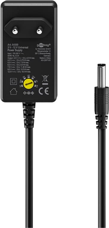Yleisvirtalähde 3 V - 12 V, max. 18W