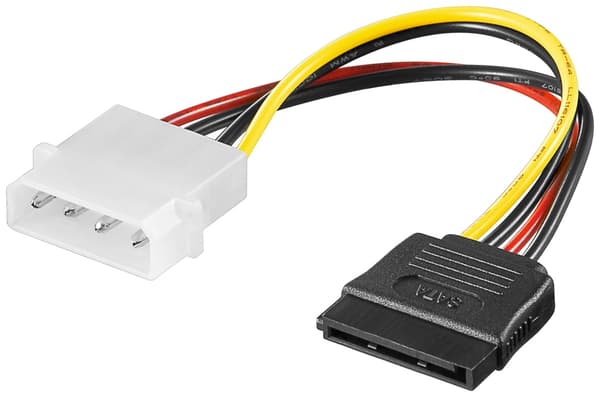 PC-virtakaapeli/sovitin; 5,25 tuuman uros SATA:lle