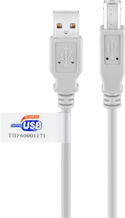 USB 2.0 Hi-Speed -kaapeli USB-sertifikaatilla, harmaa
