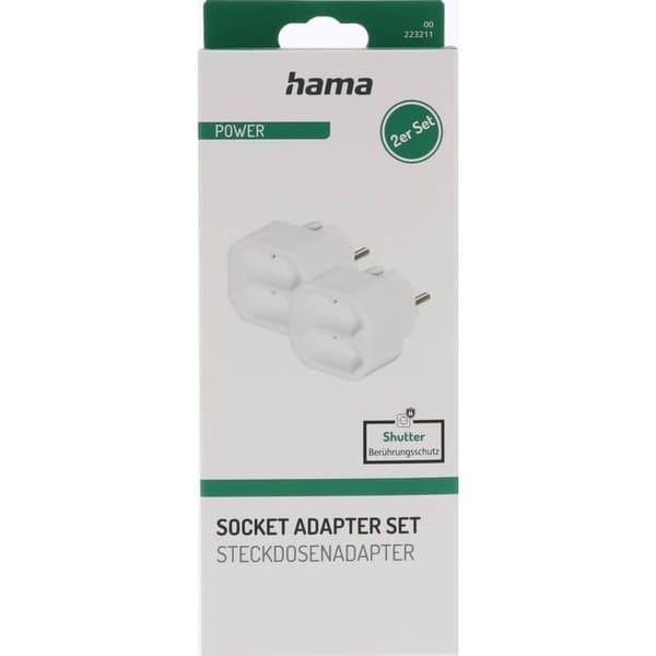 Stik Adapter Dobbelt 2-pak Hvid