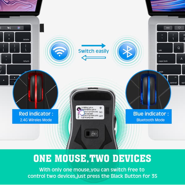 Dobbelmodus Bluetooth trådløs mus - Ergonomisk design
