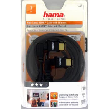 HAMA-kabel HDMI Ethernet roterende gullsvart 3m