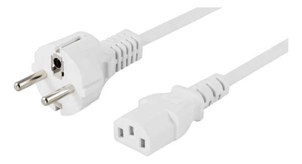 Earthed extension cable CEE 7/7 to IEC 60320 C13, 10m, white
