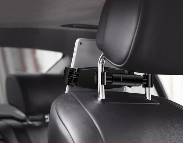 Headrest mount for phones and tablets, adjustable angle