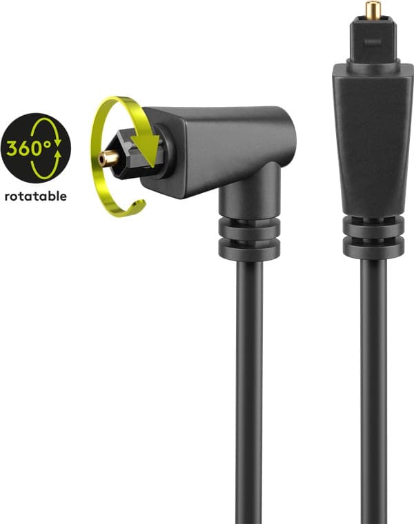 Toslink-kabel vinklet og roterbar