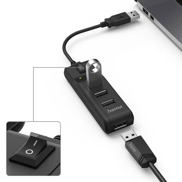 Hub USB-A 2.0 Switch 4x Ports 480 Mbit/s Black