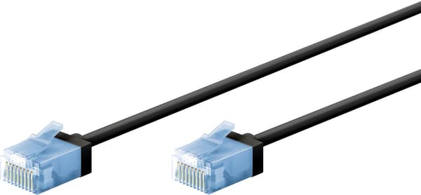 Ultrafleksibel patchkabel CAT 6A, slank, U/UTP, svart