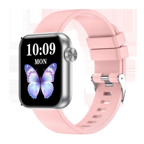 Älykello Bluetooth-puheluilla ja terveyden seurannalla - hopea Pink