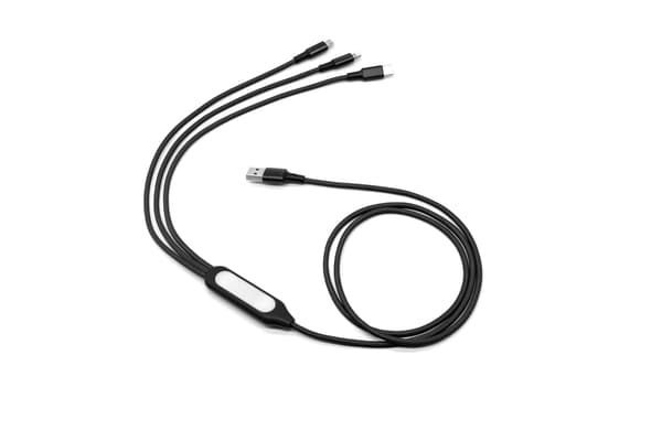 5-i-1 LED Natlys Flettet Ladekabel - USB/OTG/Type-C/iOS/Android Kompatibel Black