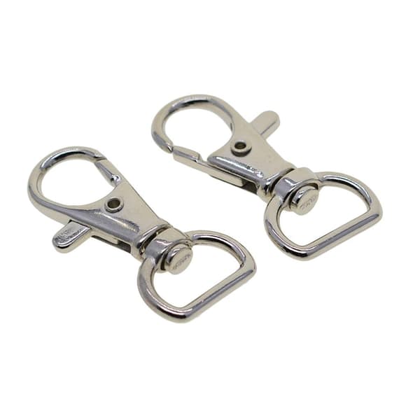 Roterbare halvrunde ringe med karabinhage 10 stk Silver 1.5 cm