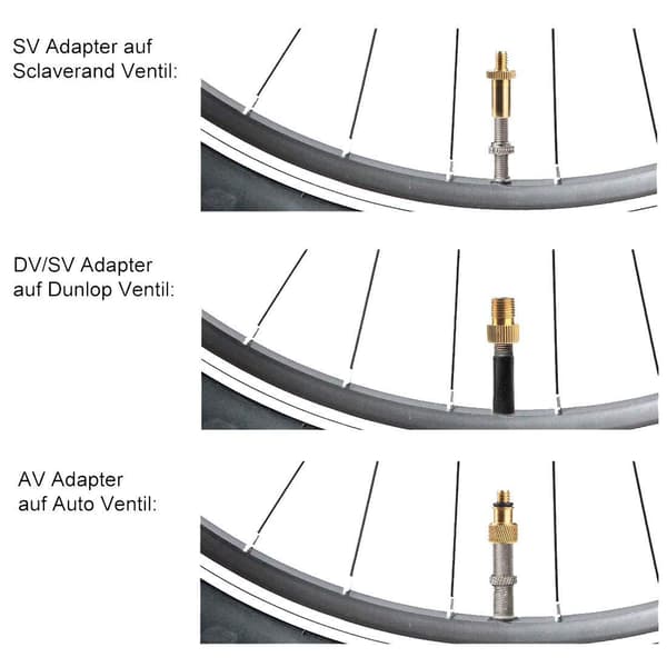 Cykelventiladapter för luftpump / Sats med 15 delar