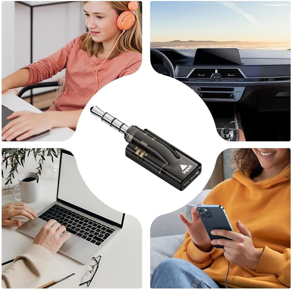 3,5 mm naar USB-C -adapter med inbyggd DAC-dekoder 16bit/48KHz, 40mW utgång, svart
