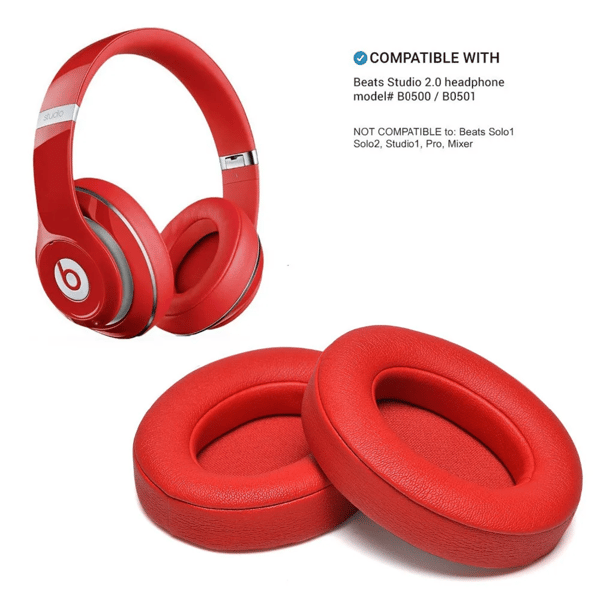 Saueskinn øreputer for Beats Studio 2.0, 1 par Red