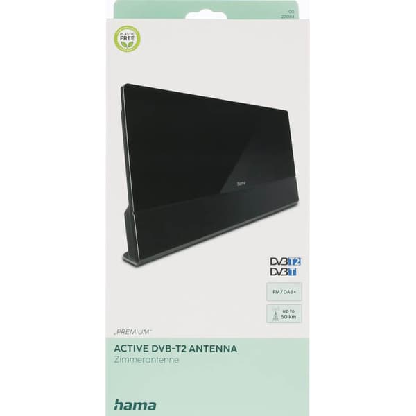 Indendørs Antenne Pro 55 DAB+/DAB/DVB-T2/FM Flad Sort