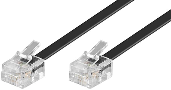 Modulær telefonkabel, svart