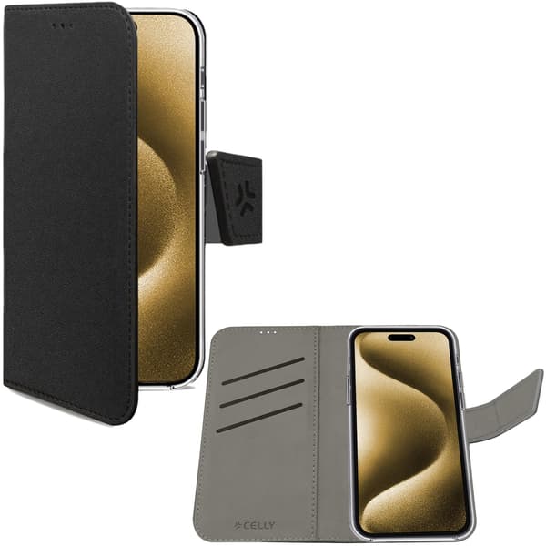 Wally Wallet Case iPhone 16 Plus Svart