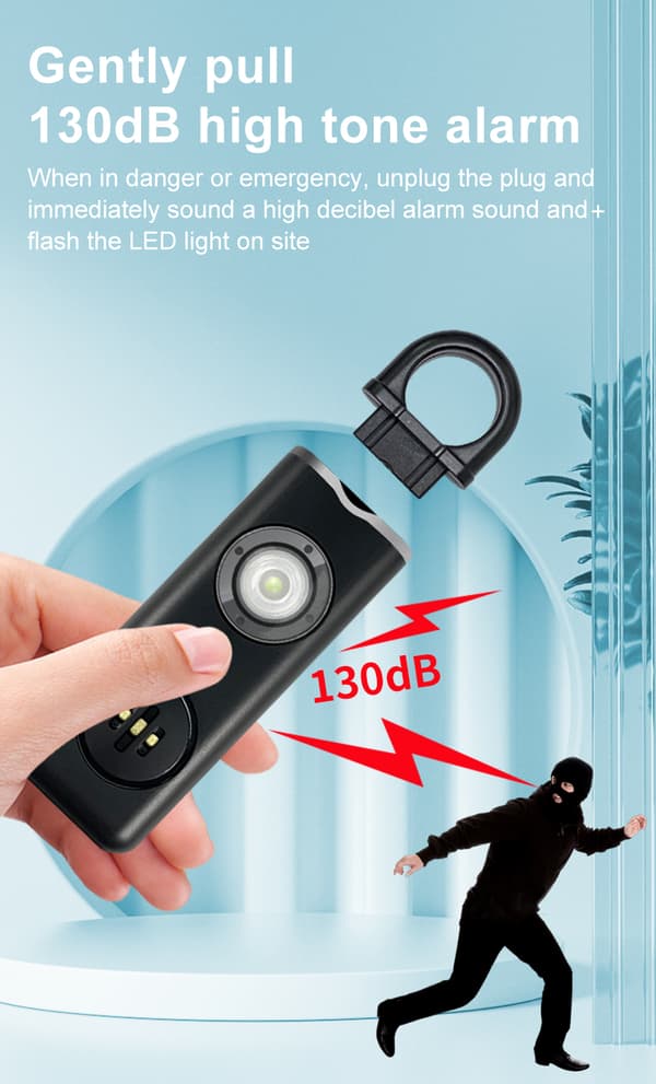 Bærbar overfallsalarm 130 dB Black