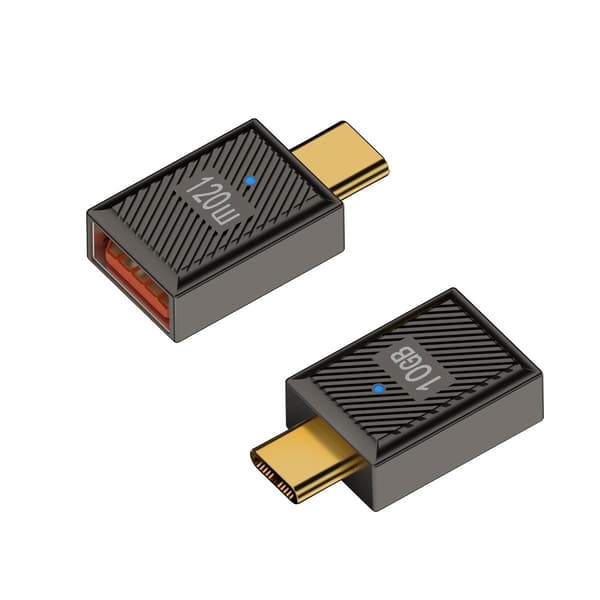 USB A Hunn til USB C Hann Adapter 120W med Indikatorlys - Sink Legering
