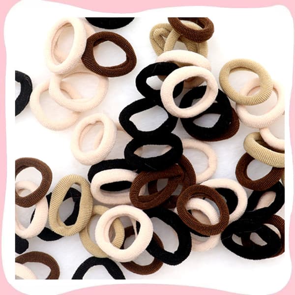 Elastiska hårband Hästsvanshållare Gummiband 100-delar White+black+brown