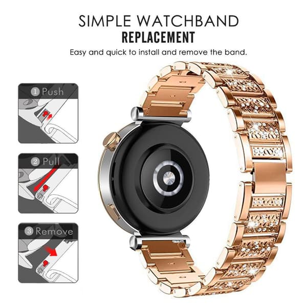 22 mm rustfrit stål urrem til Samsung Huawei PinkGold