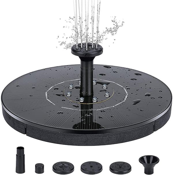 Vattenfontän solcellsdriven 18 cm med vit LED-belysning