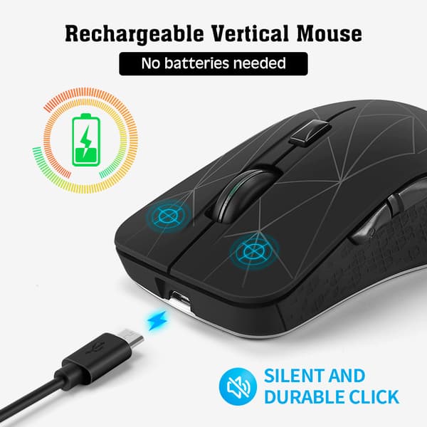 Dual Mode Bluetooth Trådløs Mus - Ergonomisk Design