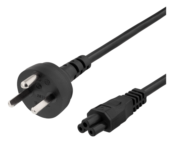 Power cable, 2m, DK 2-5a to IEC C5, 2.4A, earthed, black