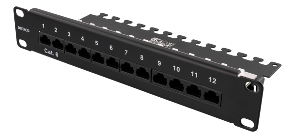 10" patch panel, 12xRJ45, Cat6, 1U, Krone LSA, unshielded