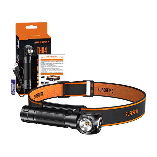 2-i-1 hodelykt Superfire TH04, 600lm, USB-C