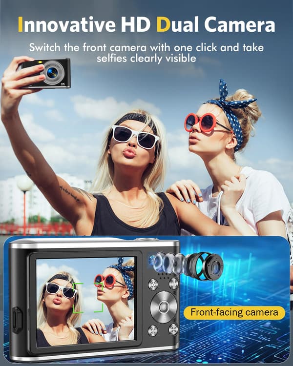 Digitalkamera 4K 48MP 16 x zoom webkamera Black
