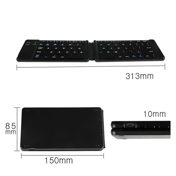 Taitettava Bluetooth-näppäimistö Black