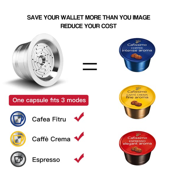 Kaffekapslar Cafissimo Kapslar Påfyllningsbara kaffekapslar Hållare Filter Silver